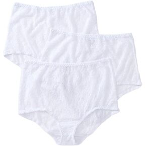 Teri Women's 308 Basic Lace Full Cut Brief Panties - 3 Pack