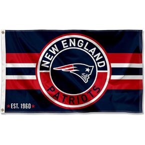 New England Patriots Patch Button Circle Logo Flag Large 3x5 Banner