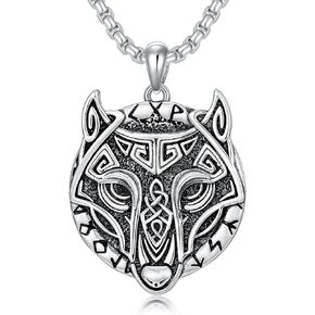 925 Sterling Silver Viking Necklace Norse Jewelry Animal Jewelry Christmas Xmas Gifts for Men Women with 22+2 In Chain (with Gift Box)
