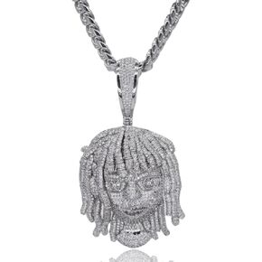 ICEDIAMOND Iced Out Dreadlocks Reggae Rapper Big CZ Diamond Pendant with Cuban Chain, Fully Inlaid Shine 5A Zirconia, White/Gold Plated Hip Hop Charm Jewelry for Men