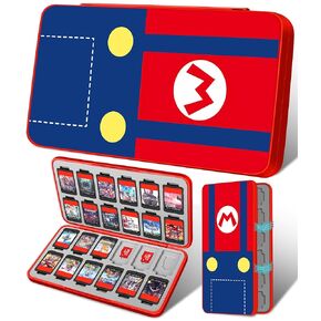 Xinocy for Nintendo Switch Game Case with 24 Game Holder Slots and 24 SD Micro Card Slots for Nintendo Switch/Lite/OLED,Cute Cartoon Games Cartridge Cases for Boys Kids Girls Kawaii Storage Box, Red