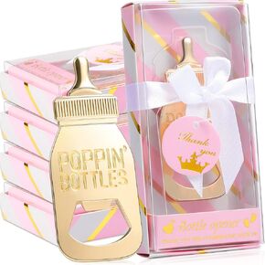 50 Pieces Bottle Opener Baby Shower Favor Cute Poppin Bottles Baby Shower Souvenirs for Guest Prize Party Winner Boy or Girl Gender Reveal Party Thank You Present Party Decoration Supplies (Blue Box)