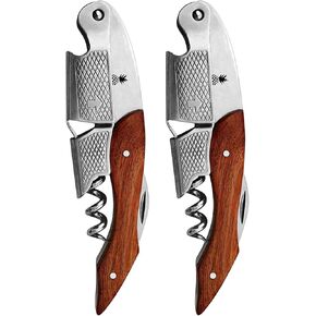 Pineapple [2 Pack] Corkscrew Wine Opener with Foil Cutter, Manual Bottle Opener Wine Key for Servers, Bartenders, Waiters, Sommeliers (Rosewood)