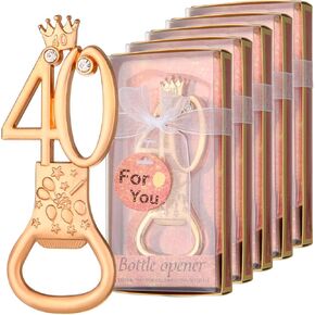 24 boxes of rose gold themed 40th birthday bottle openers favored for 40th wedding party gifts 40th birthday party souvenirs or party decorations (40 shape)