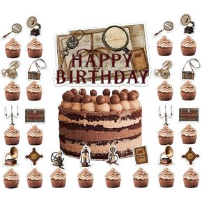 25 Pcs Escape Room Cake Topper Cupcake Toppers Escape Room Cake Decorations for Escape Room Birthday Party Decorations Mystery Escape Room Party Supplies