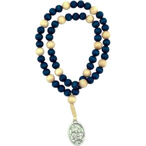VILLAGE GIFT IMPORTERS Saint Joseph Chaplet | Blue and White Wooden Beads | Medal of St Joseph | Honor The Saint of Homes and Property Protection
