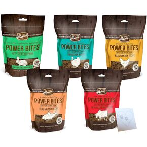 Backcountry Merrick Grain Free Power Bites Pack متنوعة 5 نكهات إجمالية: الدجاج، لحم البقر تكساس، Turducken، سمك السلمون، والأرنب in Kuwait