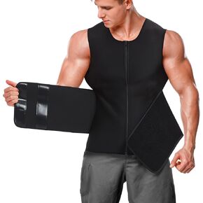Bakerdani Neoprene Sauna Suit for Men Waist Trainer Vest Zipper Body Shaper