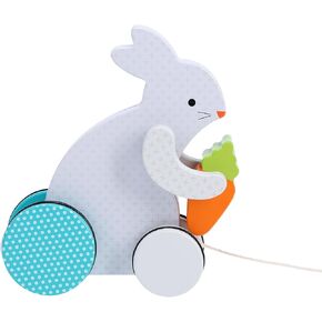 Petit Collage: Busy Bunny Wooden Pull Toy | Pull The String and The Bunny Will Follow | Great for Kids 18 Months +