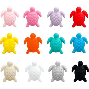 12 Pcs Sea Turtle Silicone Beads Turtle Silicone Focal Beads Turtle Beads Rubber Loose Spacer Beads for DIY Making Bracelet Necklace Beaded Pen Keychain Crafts