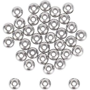 UNICRAFTALE 40 pcs Slider Beads Stopper Beads 9mm Stainless Steel Rubber Spacer Beads Adjustable Slider Clasps Rondelle Beads Bracelets Beads Loose Beads with Rubber Inside for DIY Jewelry Making in Kuwait