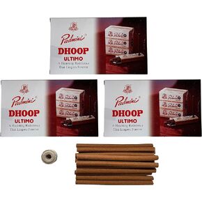 Padmini Incense Ultimo Jasmine Dhoop Sticks (3 Pack - Total 45 Sticks)