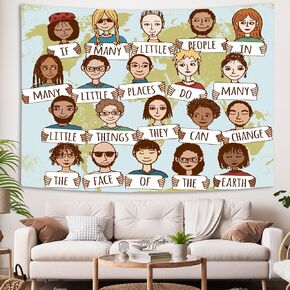 Voshin Educational Tapestry Diversity Culture Motivational Quote Tapestry Wall Hanging Student Teacher Tapestry for Bedroom Wall Tapestry for School Classroom Bedroom Dorm Living Room 36 x 36 In