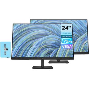 HP V24v G5 FreeSync Monitor 65P62AA#ABA Bundle with Docztorm Dock, 24" FHD VA (1920x1080) 75Hz Display, 1 HDMI 1.4, VESA Mount (100x100mm), Ideal for Home & Business, Black (2024 Latest Model) (2Pack)
