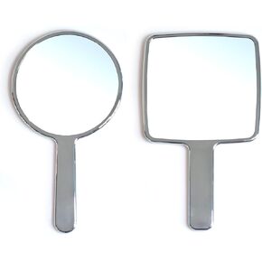 Vintage Vanity Mirror with Handle, 3 Pack Silver Makeup Hand Mirror for Women, Hand Held Aesthetic Water Ripple Frame Decorative Mirror, Modern Small Cute Square Shiny Fancy Mirror Portable