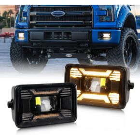 F150 Led Fog Lights for Ford F150 2015 2016 2017 2018 2019, Amber Halo Turn Signal Light, Plug & Play Front Bumper Fog Lamps Replacement, 2PC Pack