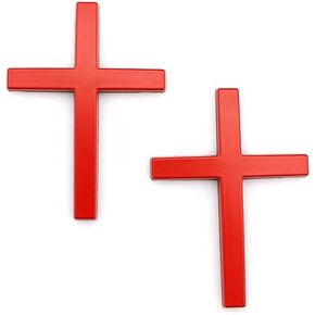 2x Cross Auto Emblem For Christian/Jesus Car Motorcycle Bike Styling Badge Sticker (Red)