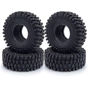 RCHUBAM 4PCS 1.0" Crawler Tires Micro Rubber Tires for 1/18 TRX4M Axial 1/24 SCX24 Deadbolt Bronco RC Crawler Car (A-58mm)