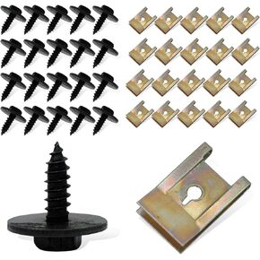40 PCS Car Body Fasteners Kit, Bumper Cover Screws, Multi-Purpose U-Nuts Clips, Durable Automobile Accessories, Compatible with BMW E46 E92 E90 (Multicolored)