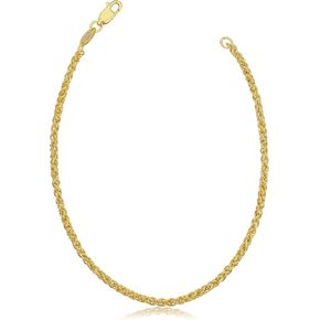 Kooljewelry 14k Yellow Gold Filled 2.5 mm Round Wheat Chain Bracelet Unisex Jewelry for Men and Women