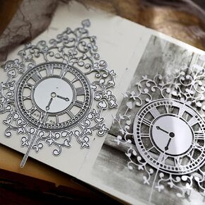 Big Lace Clocks Frame Metal Die Cuts, Lace Flower Clocks Frame Stencils DIY Crafts Cards Cutting Dies Cuts for DIY Embossing Card Making Photo Decorative Paper Dies Scrapbooking
