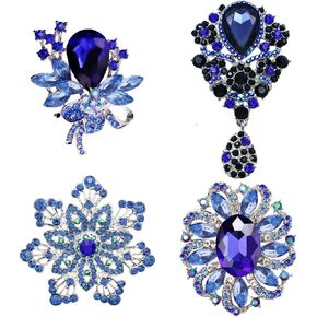 4 قطع دبابيس ودبابيس كريستال زرقاء اللون مطلية بالفضة ومجوهرات عصرية in Kuwait