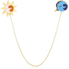 Sun and Moon Enamel Chain Brooch Collar Pins Freddy's Nights Costume Cosplay Pins