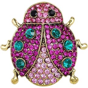 Funny Ladybug Insect Brooch Pin Vintage Crystal Bedbug Pin Broach Pink Ladybug Badge for Clothes Hats Bags Women Girls Dress Suit Coat Lapel Pin Gift for Valentine's Day Mother's Day