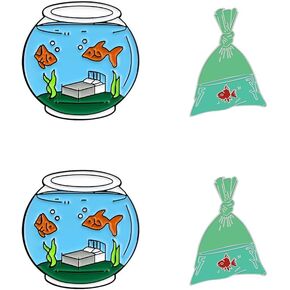 4 pcs Adorable Red Fish-Shaped Jewelry Brooch for Women - Perfect Clothing Bag Decoration Pin+Creative Cartoon Fish Tank DIY Metal Pin Badge