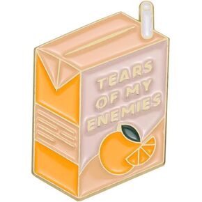zhanghaoran Cartoon Orange Flavored Soda Box Enamel Pin TEARS OF MY ENEMIES Brooch Cute Drink Badge Clothing Bags Jackets Accessories Jewelry Gift