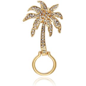 Fashion Plant Eyeglass Holder Unique Tropical Holiday Green Coconut Palm Crystal Tree Pin Brooch