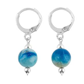 Natural Afghanite Gemstones Hoop Earrings | Round Beads | Dainty Earrings | Handmade Jewelry | Chakra Healing Crystals | Silver Plated | Women Earring | Gifts