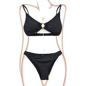 Women's Bikini Set Sexy Two Piece Swimsuit with Removable Chest Pad Special Textured Fabric Bathing Suits