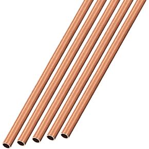 Copper Tube (2mm OD x 0.2mm Wall T x 300mm L) 5Pcs, Straight Tubing - for Home Furnishing, Machinery, DIY Handicraft