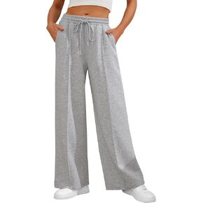 Women's Casual Loose Drawstring Elastic Waist Wide Leg Lounge Pants Lightweight Baggy Sweatpants Joggers with Pockets in Saudi Arabia
