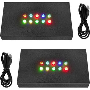 2Pcs Rectangle Led Lights Display Base, Black Rectangle Display Base LED Light Base Rectangle Display Stand Rectangle Display Pedestal with 10 LED light, USB Powered (Colorful Light)