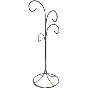 4 Arm Ornament Stand 13" H - Silver Ornament Tree Displays 4 Ornaments Smooth Chrome Finish