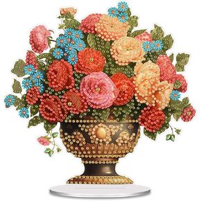 ARTopet 2Pcs DIY Diamond Desktop Ornament Bouquet Special Shaped Crystal Diamond Art Painting Tabletop Ornaments Single Sided for Home Office Decor Crafts Gift