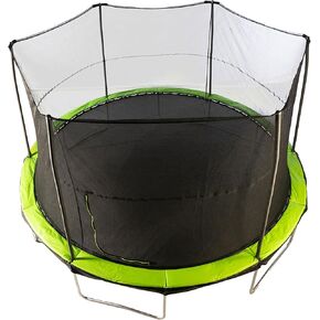 JumpKing 14 Foot Round Trampoline and Enclosure System with Galvanized Steel Frames and 200 Pound Capacity for Kids and Adults, Black/Lime Green