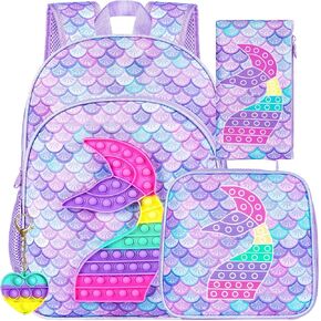 gxtvo 3PCS Girls and Boys Backpack, 16" Kids Bookbag with Lunch Box, Water Resistant School Bag for Elementary Prechool