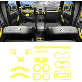 18PCS Full Set Interior Trim Kit for Jeep Wrangler JK JKU 2011-2018 4 Door,Center Console Door Handle Side Outlet Cup Holder Gear Cover Trim (Carbon Fiber)