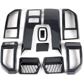 7PCS Carbon Fiber Air Conditioner Vent Cover AC Outlet Trim Central Console Dashboard Middle On Both Sides Side air Outlet Interior Headlight Adjustment Frame Compatible with Ford F150 2015-2020
