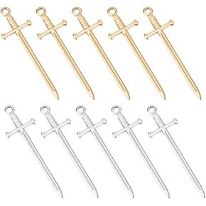 UNICRAFTALE 16pcs السيف المرجعية قلادة 2 ألوان الفولاذ المقاوم للصدأ السيف سحر الشرير سحر السيف أقلام مجموعة قراءة علامات الصفحة لمحبي الكتب وصناعة الألعاب المخصصة
