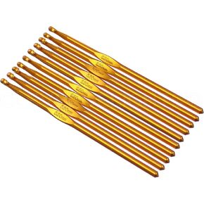 10 Pack - CleverDelights Size I (Size 9) Aluminum Crochet Hooks - 6" Length - 5.5mm Diameter - Knitting
