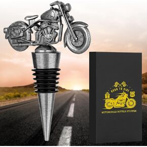 LKKCHER Motorcycle Wine Stopper, Motorbike Wine Gifts Birthday Gifts for Men Bikers, Bottle Stoppers for Wine Champagne, Bronze with Gift Box