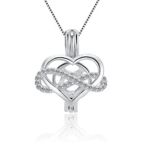 925 Sterling Silver CZ Infinite Heart Cage Pendants Crafting Charm for DIY Necklace Bracelet Jewelry Making