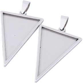 10pcs Stainless Steel 25x35mm Triangle Cabochon Setting Trays DIY Bezel Pendant Base Blanks for Necklace Jewelry Making Supplies