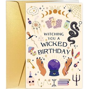 Spercy Funny Halloween Birthday Card, Pun Wicked Halloween Birthday Card, Witch Birthday Card, Witching You A Wicked Birthday