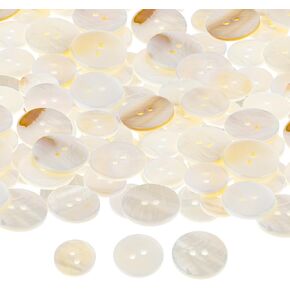 30 Pcs Mother of Pearl Buttons 15mm/18mm/20mm White Genuine Mother of Pearl Buttons Set 2 Holes Bulk Natural Mop Pearl Shell Buttons for Shirt Sweater Clothing