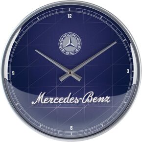Nostalgic-Art Retro Wall Clock, Ø 12.2", Mercedes-Benz – Silver & Blue – Gift idea for Mercedes-Benz Fans, Large kitchenclock, Vintage Design